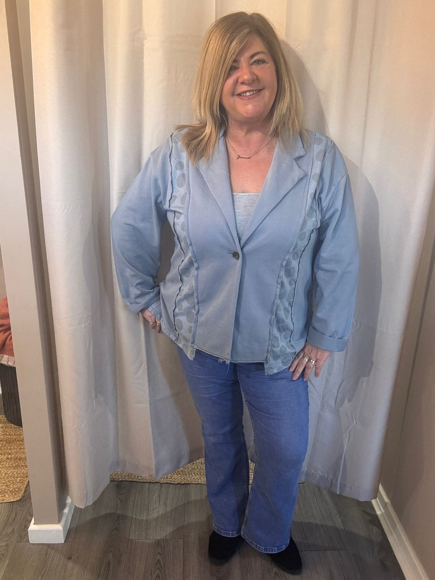 Lena Spot panel button sweat jacket.