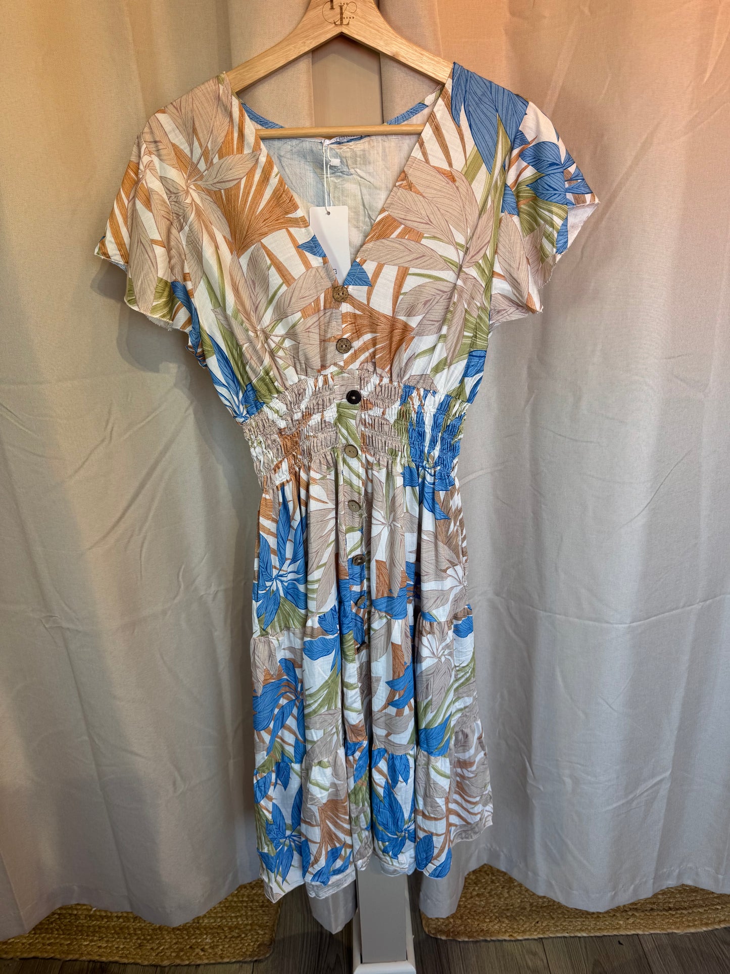 Marti V neck button front dress