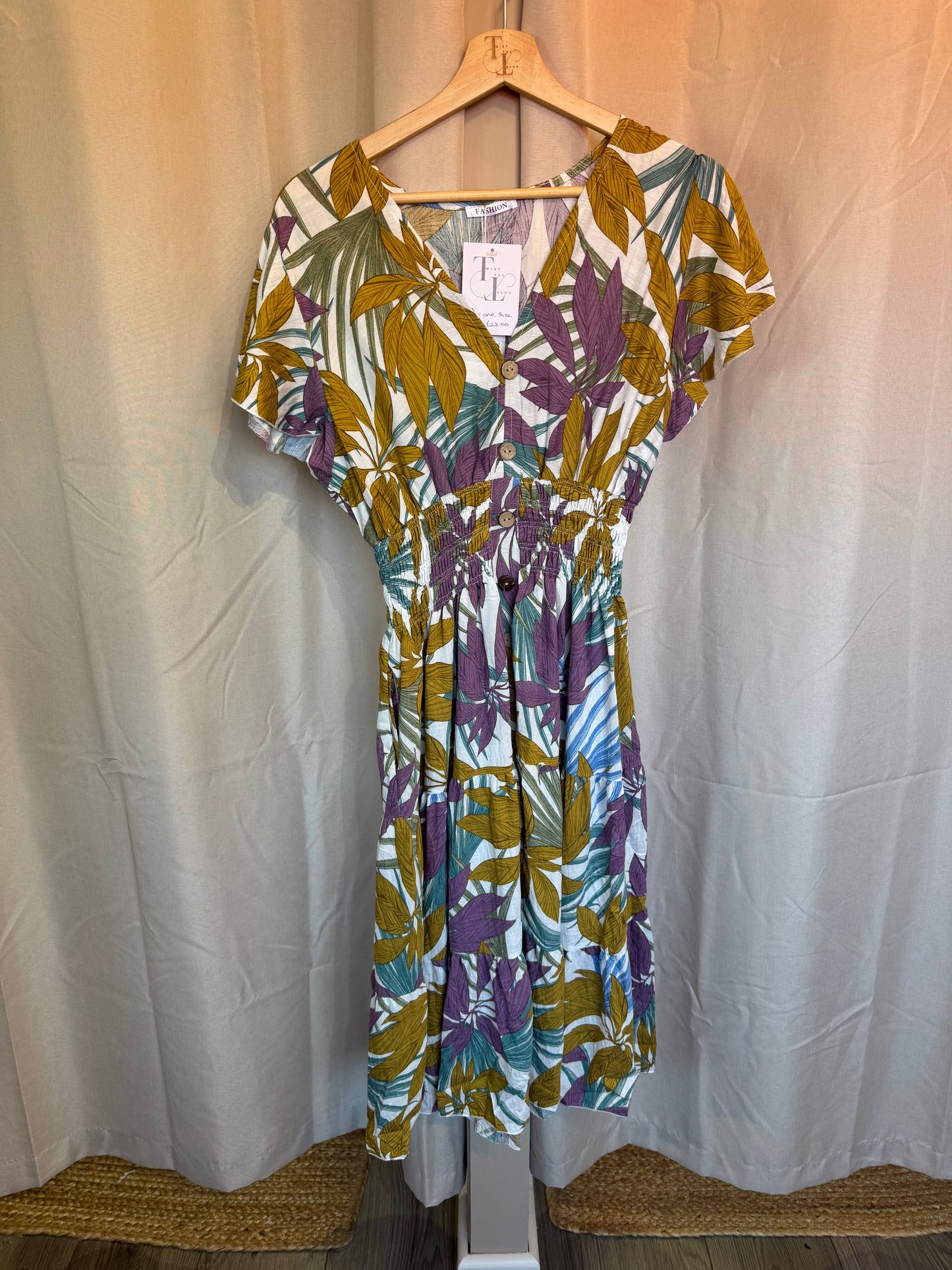 Marti V neck button front dress