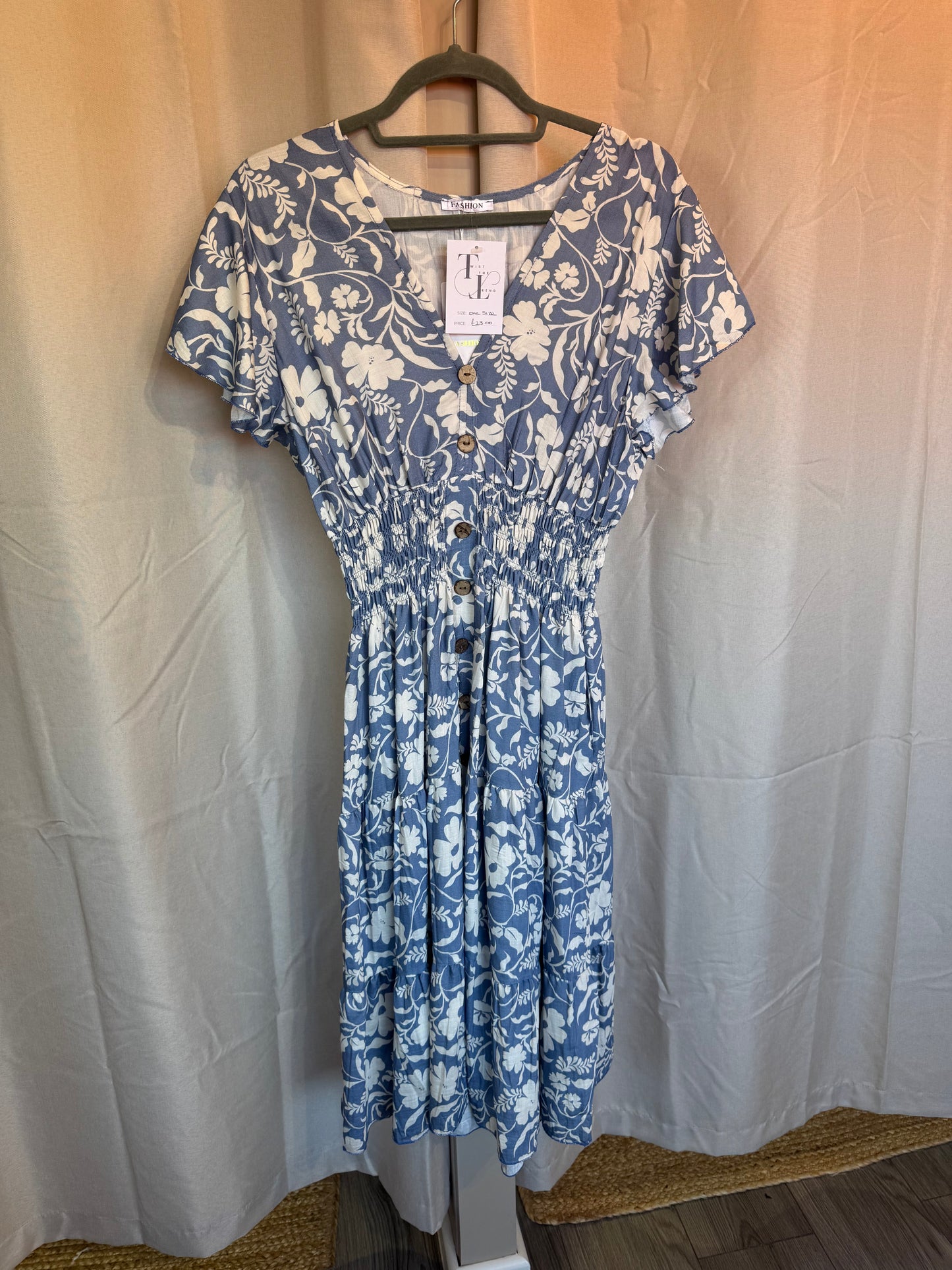 Marti V neck button front dress