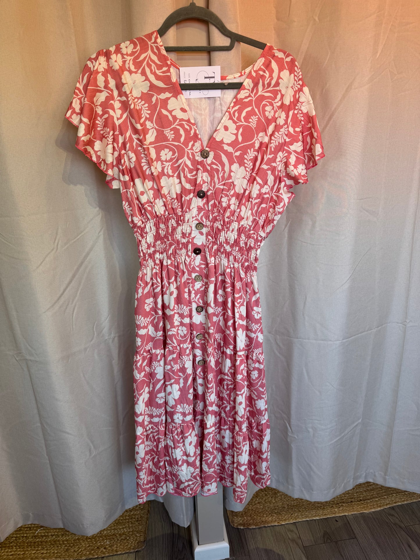Marti V neck button front dress