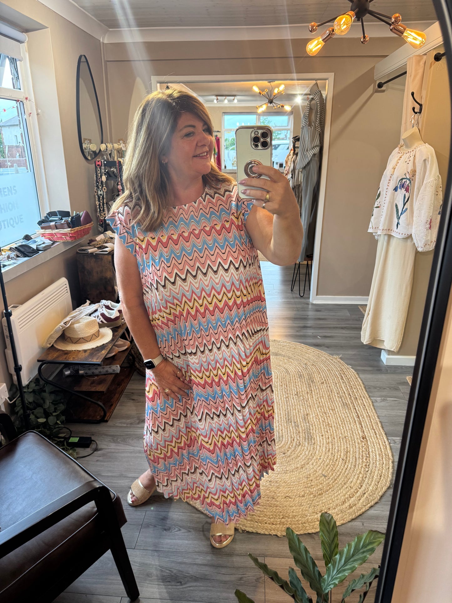 Goose Island Pleated Aztec Dress