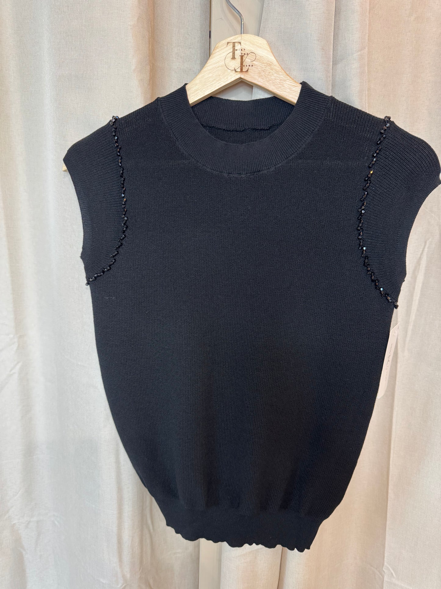 Elise fine knit embellished top