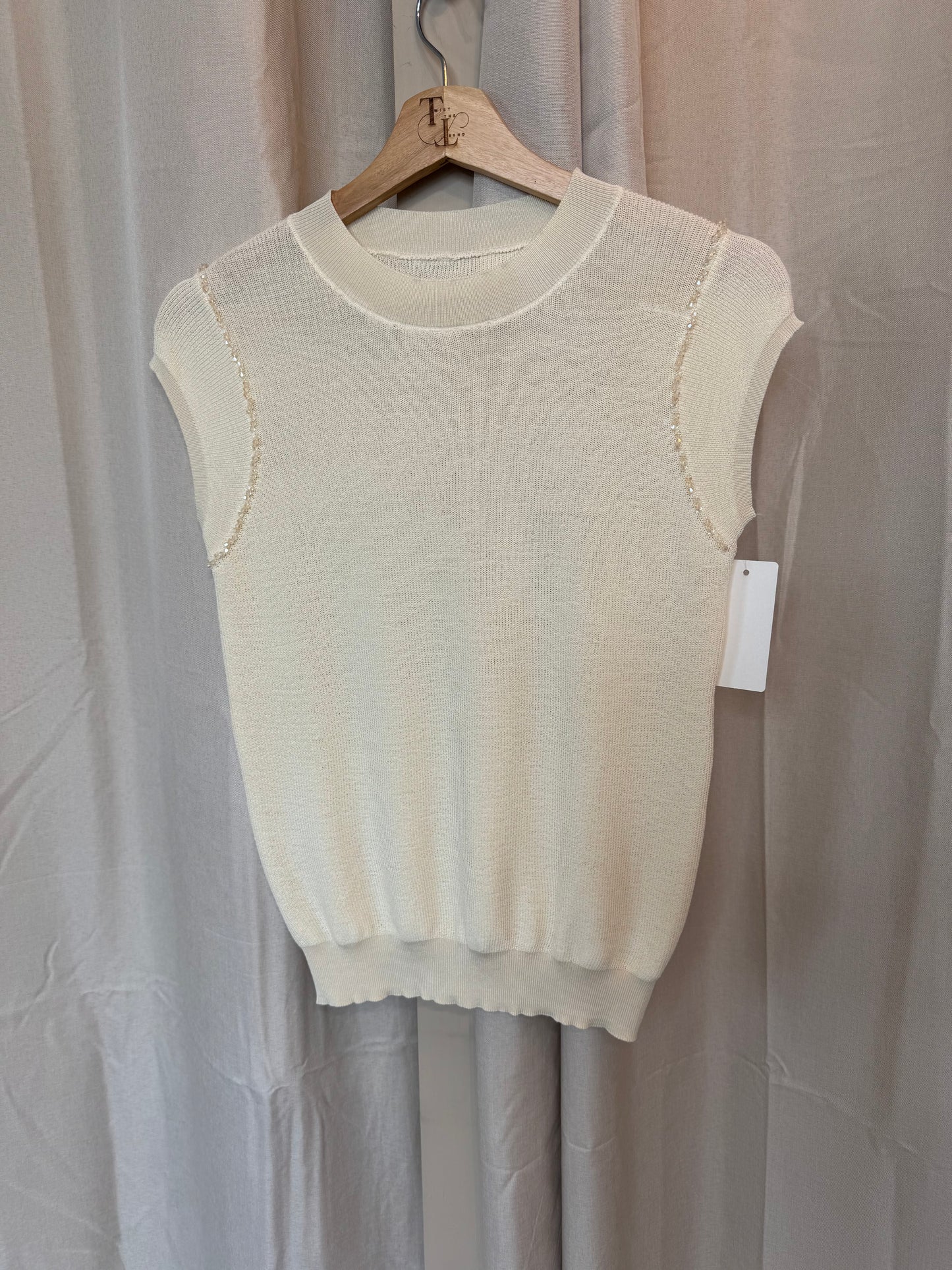 Elise fine knit embellished top