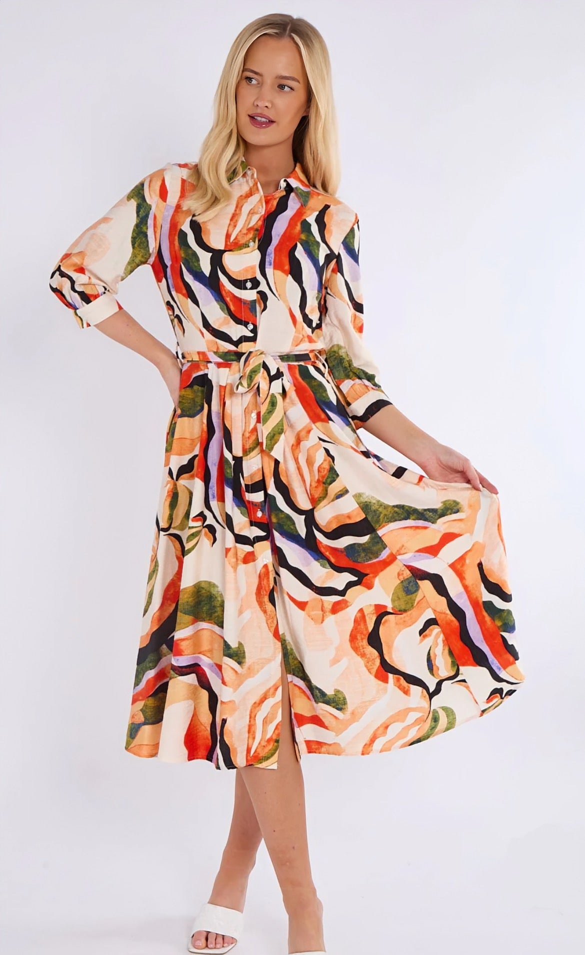 Zoe Abstract print shirt dress