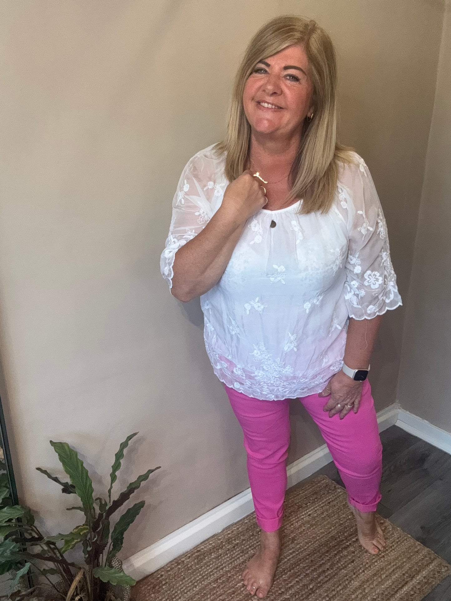 Tia sheer embroidered top