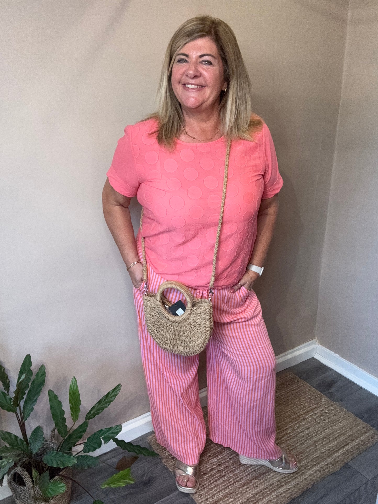 Lou linen stripe trousers