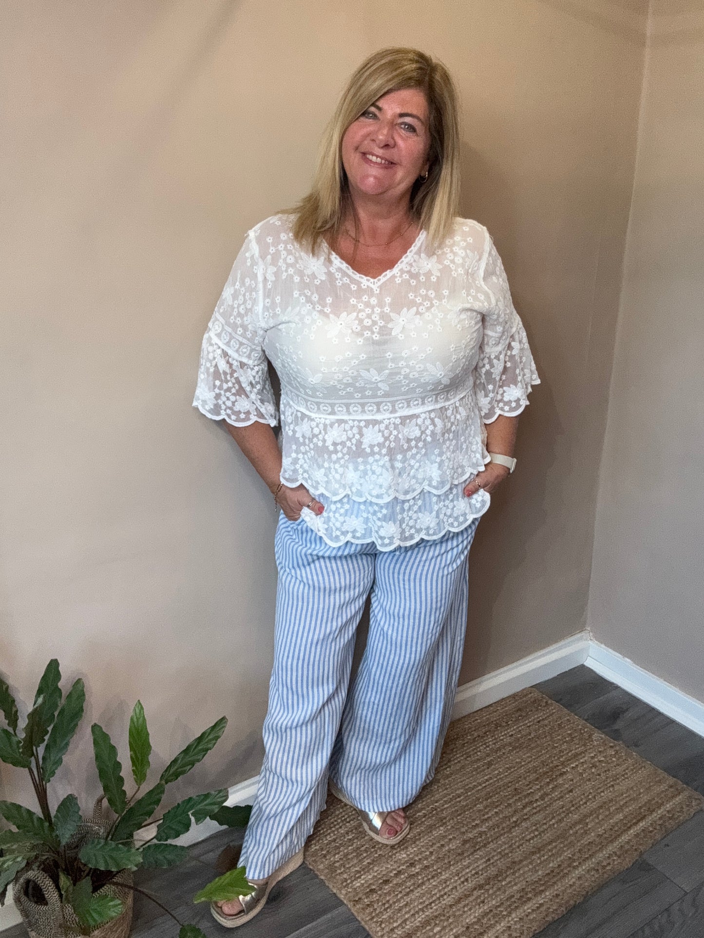 Lou linen stripe trousers