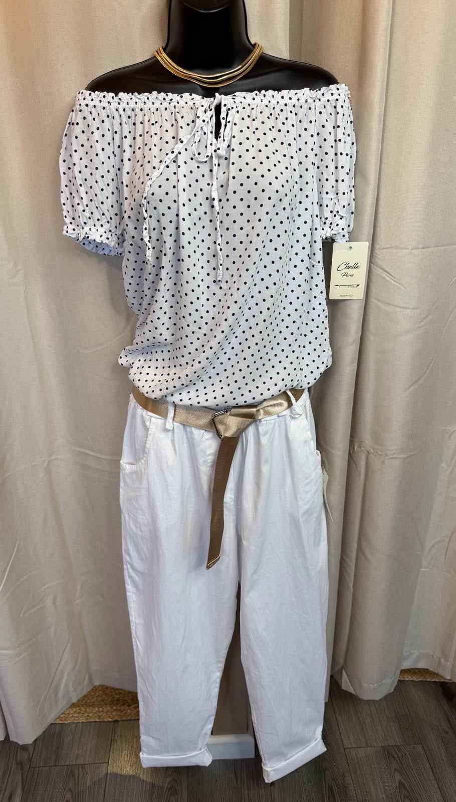 Polly polka dot bardot top