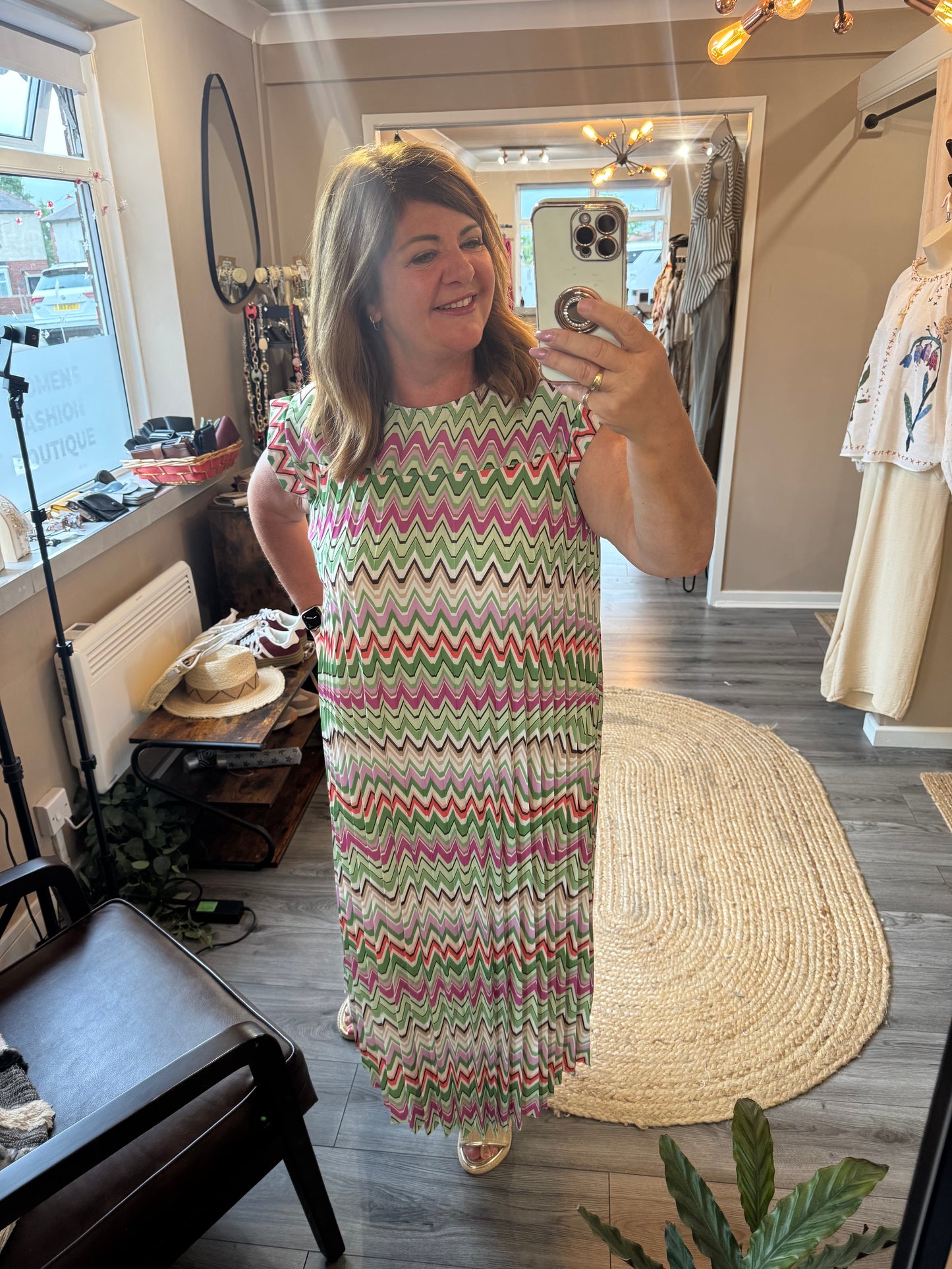 Goose Island Pleated Aztec Dress
