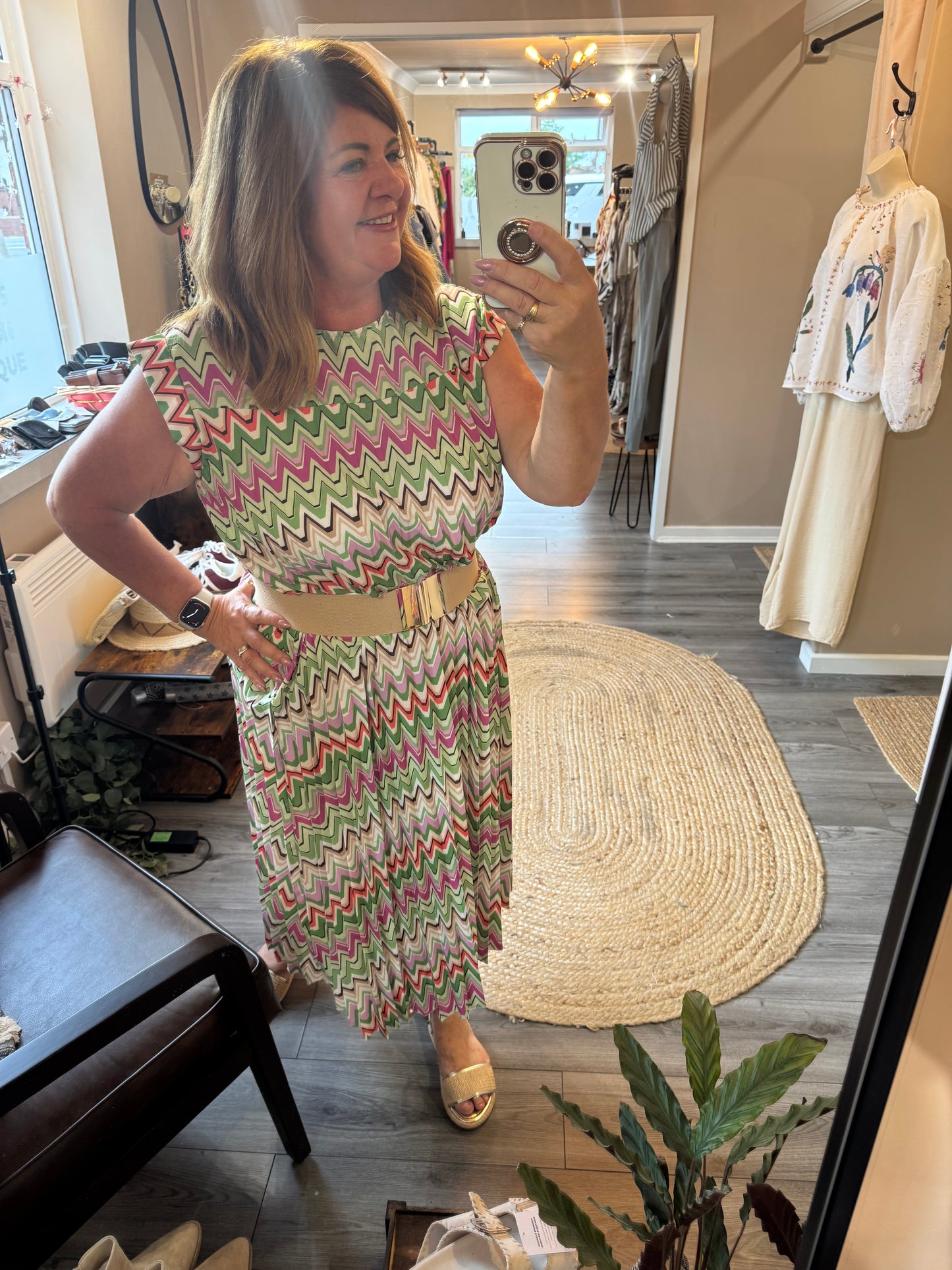 Goose Island Pleated Aztec Dress