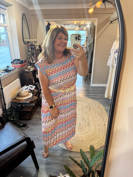 Goose Island Pleated Aztec Dress