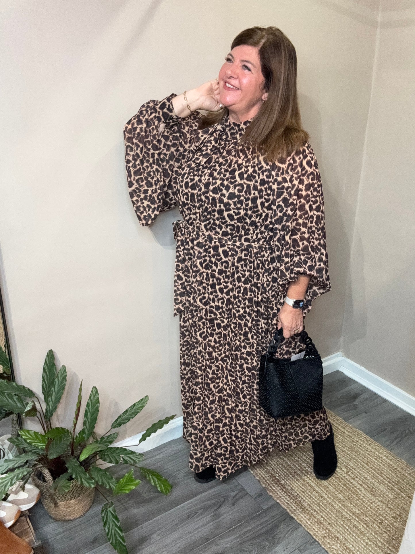 Bernadette Animal print pleat dress