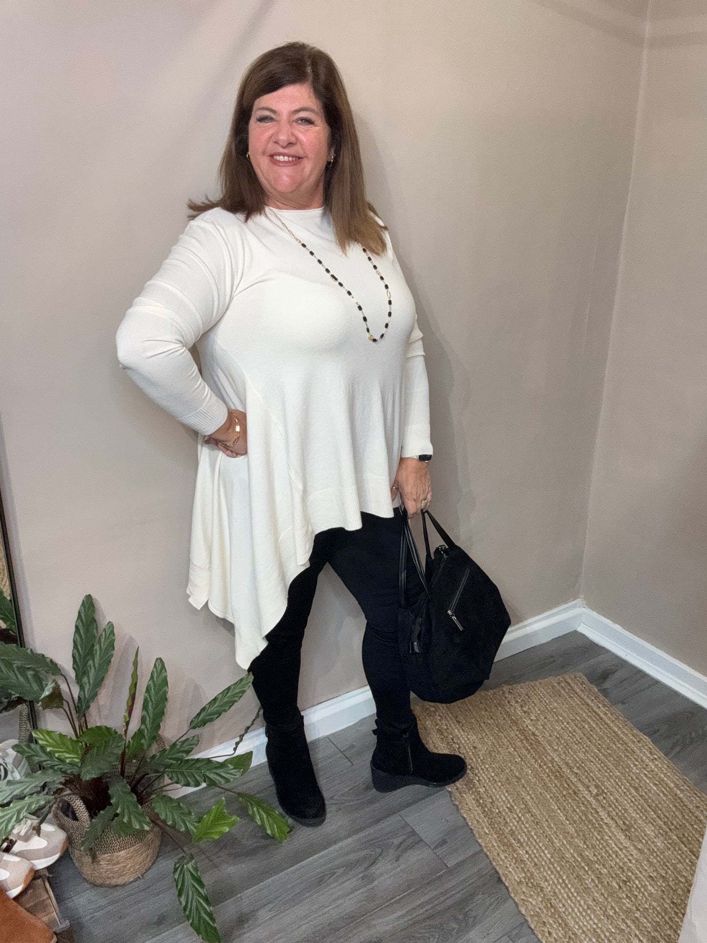 Lottie longline flared fine knit sweater