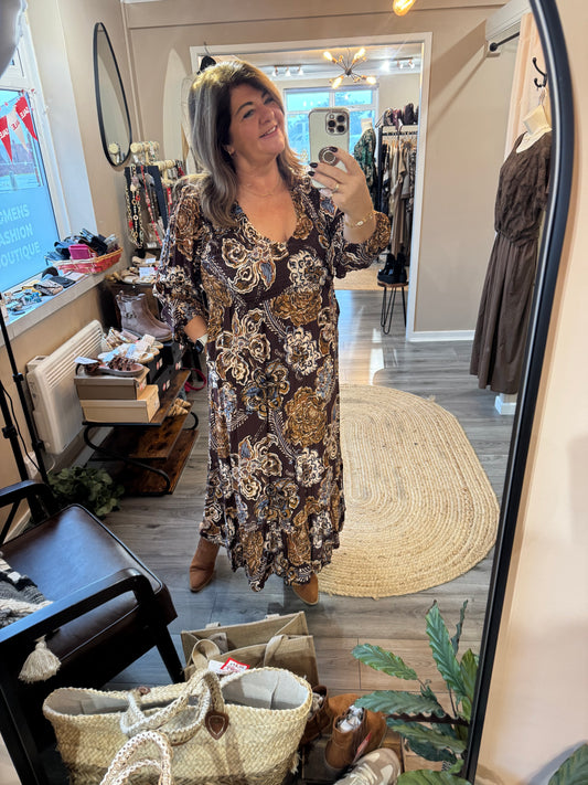 Saffron Goose Island Paisley Midi Dress