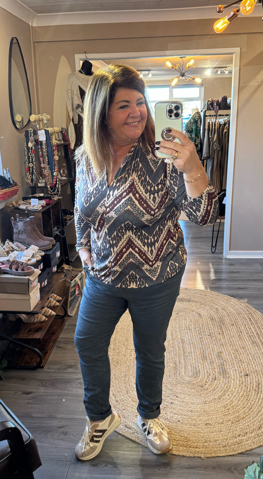 Alisha Goose Island Aztec top