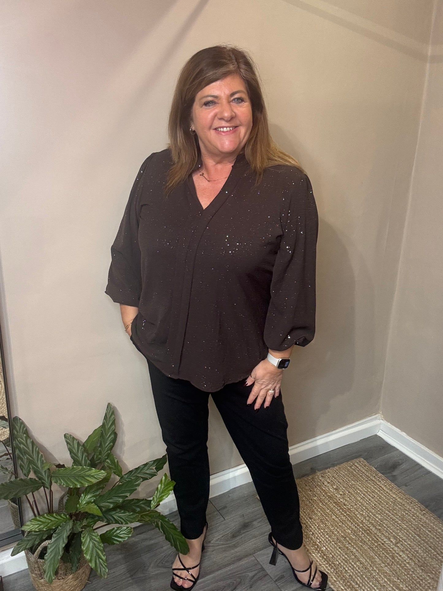 Shona Glitter V neck blouse