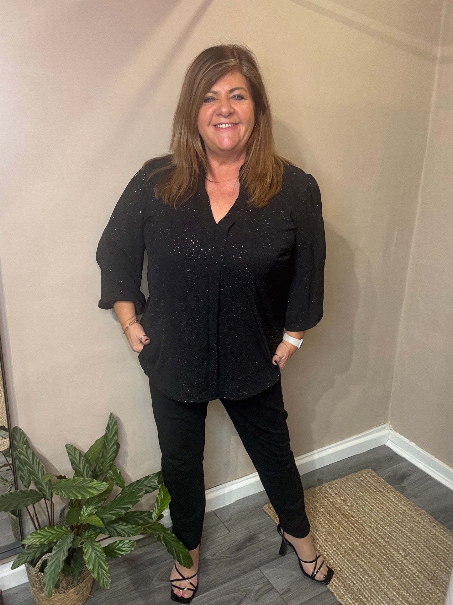 Shona Glitter V neck blouse