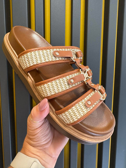 Callie Tan Woven Sandals