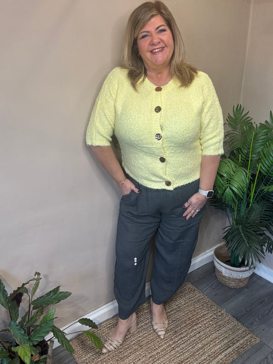 Imogen button linen trousers