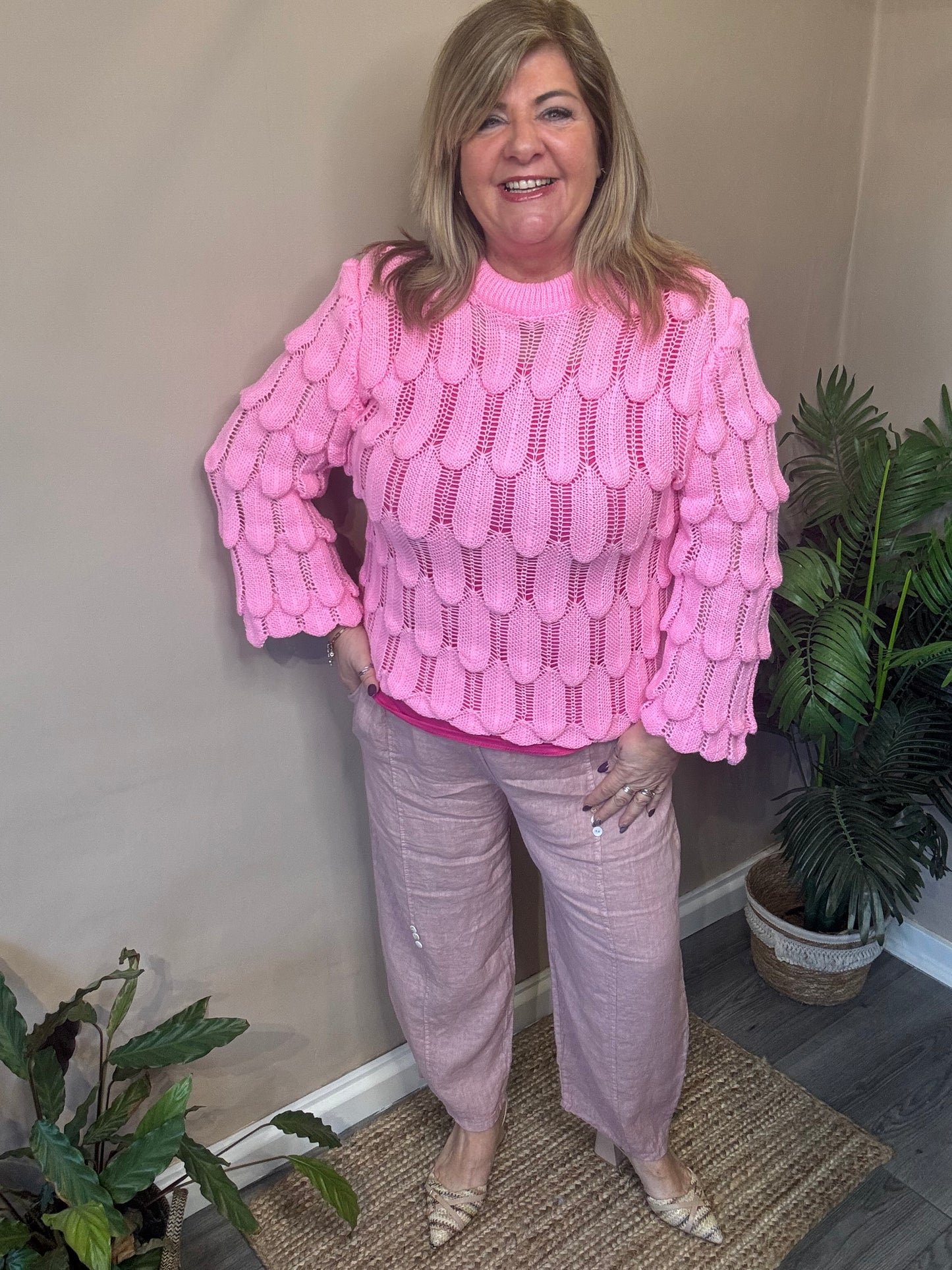 Imogen button linen trousers