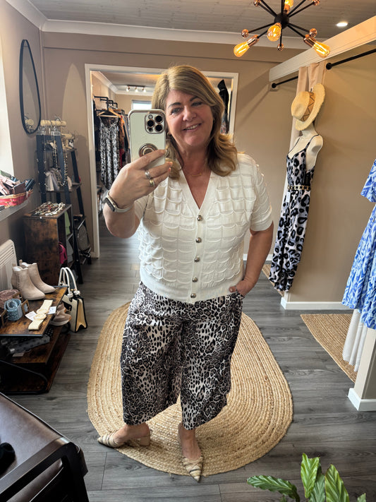 Malissa J White Textured Cardigan