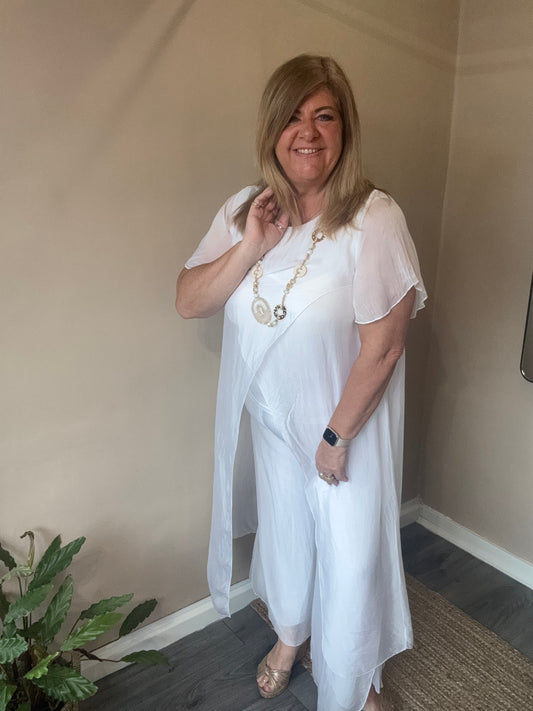 Harriet silk trouser suit