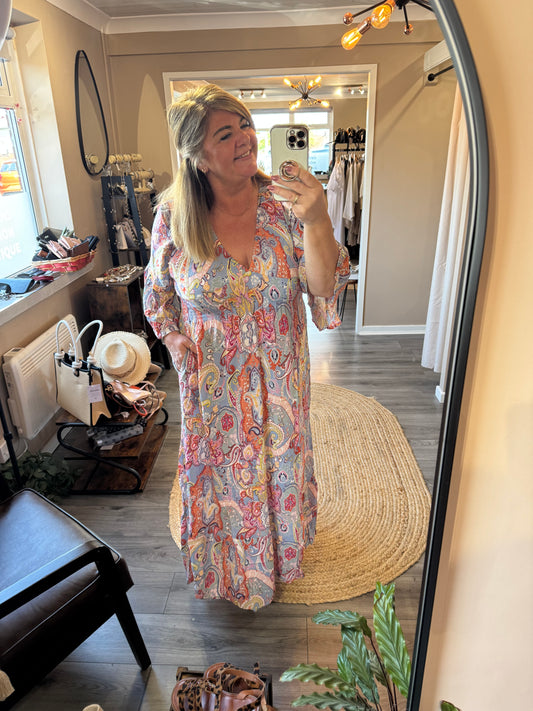 Saskia Paisley and Floral print maxi dress