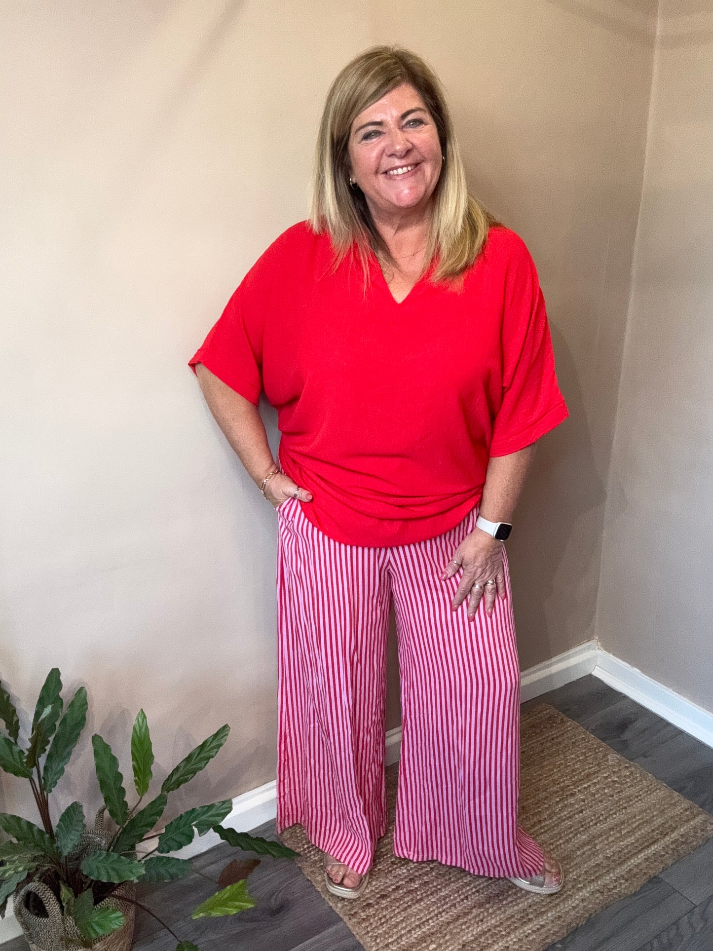 Lou linen stripe trousers