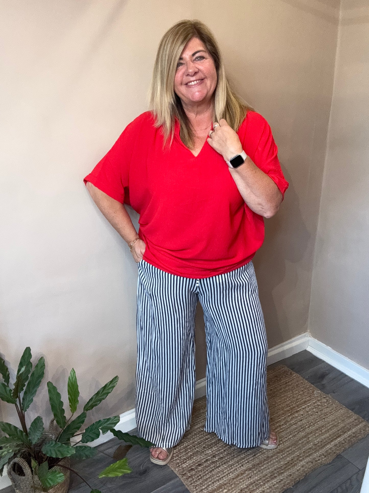 Lou linen stripe trousers