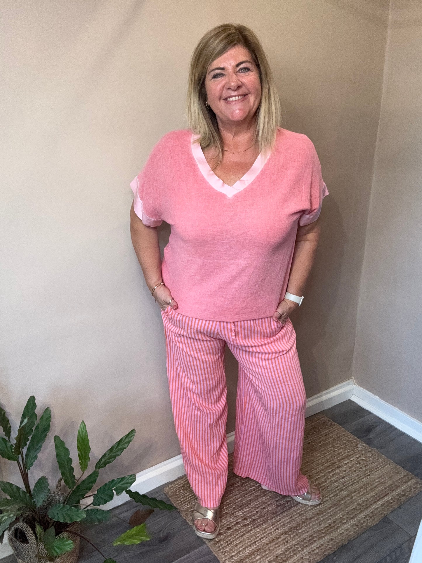 Lou linen stripe trousers