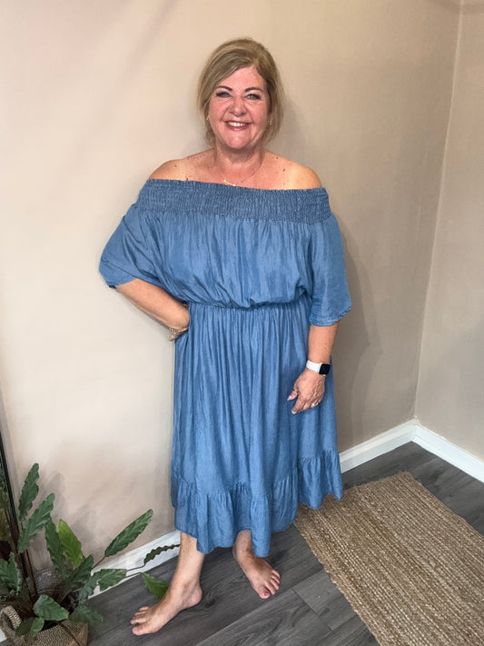 Kayla Bardot Chambray Dress